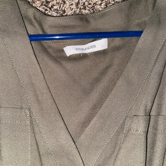 Maurices Olive Green Button-Front Midi Dress - Picture 2 of 6